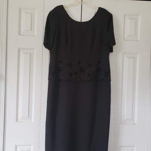 Black formal with black bead and velvet floral accents